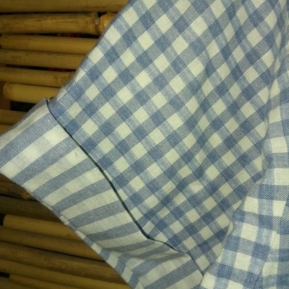 Summer Sky Blue M Checked Stripe Button Down Top - Picture 3 of 4